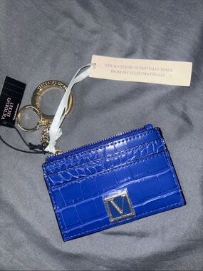 Victoria's Secret Royal Blue Croc-Embossed Card Holder Keyring